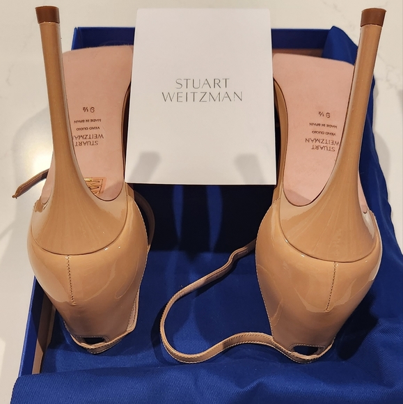 Stuart Weitzman Nudistsong Adobe Patent Heels - Picture 4 of 8